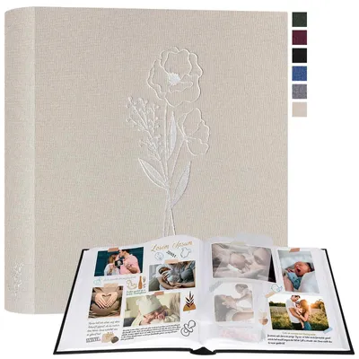 Fotoalbum aus Leinen, 100 Seiten, für Fotos bis 13x18 cm, beige