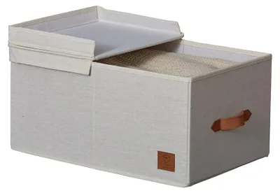 Image de Boîte de rangement Store It, grande, pour placard - Beige - Avec couvercle | Pliable