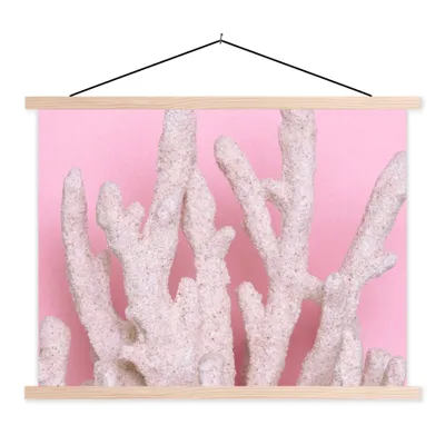 Produktbild von MuchoWow® Textilposter Koralle - Rosa - Sommer 120x90 cm mit holzfarbenen Rahmen - Magnetisch