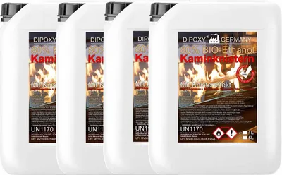 Produktbild von Bioethanol / Ethanol 80% Premium 4x5L (20L) - mit Kaminknister-Effekt für Dekofeuer, Tischkamin, Kamin & Gartendeko-Feuer