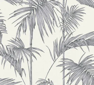 Produktbild von Livingwalls Palmentapete Metropolitan Stories tropische Tapete Lola Paris Vliestapete grau silber weiß 10,05 m x 0,53 m