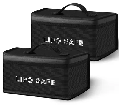 Produktbild von 2 feuerfeste LiPo-Aufbewahrungstaschen mit Doppelreißverschluss zur Aufbewahrung und zum Laden von LiPo-Akkus.