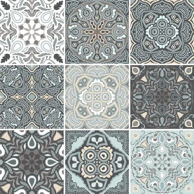 Image de Autocollants imitation carrelage pour la cuisine et la salle de bain – 9 autocollants imitation carrelage en ciment, Azulejos Hilario – 9 autocollants, 10 x 10 cm