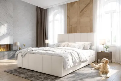 Produktbild von AX LIVING Levente Bett mit Bettkasten 180x200 Beige Boxbett Stauraum