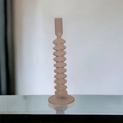 Produktbild von WinQ - Klarglas-Kerzenhalter aus klarem Glas in der Größe 9x29,5cm mit runden Formen. Glas-Kerzenhalter - geeignet für Dinner-Kerzen
