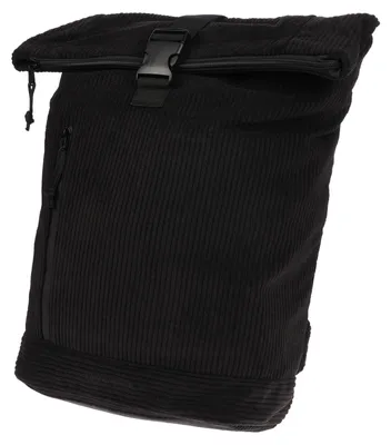 Produktbild von Großer Damen Roll up Rucksack Cord Tasche Fahrradrucksack Kurier Rollup Bag Schwarz