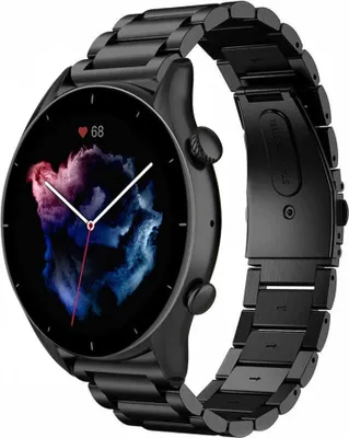 Produktbild von Strap-it Stahlarmband - Kompatibel mit Amazfit GTR 3 (Pro) Armband Ersatzarmband Edelstahl - Gliederarmband mit Faltschließe - Hochwertiges Material - für Smartwatch 22mm Armband Schwarz