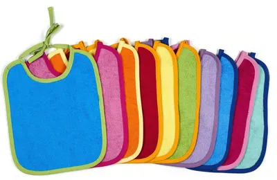 Immagine prodotto di KiGATEX - Set da 10 bavaglini per neonati in 100% cotone, bavaglini in spugna da legare, altamente assorbenti, certificati OEKO-TEX Standard 100, 30 x 40 cm, multicolori