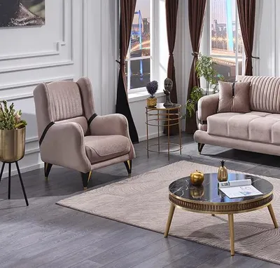 Productafbeelding van Luxe textielmeubels, fauteuil, woonkamer, modern design, gestoffeerde meubels