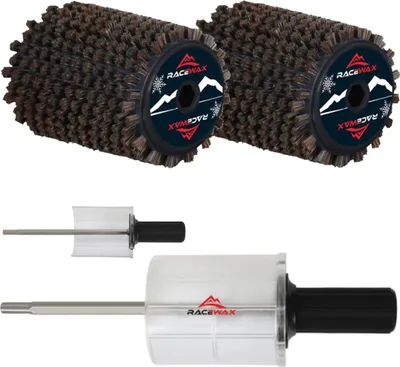 Image de Kit de brosses rotatives RaceWax en nylon, crin de cheval ou cuivre Brosse rotative 200mm SpeedStick - Brosse : 2x crin de cheval+stick