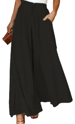 Immagine prodotto di Solidchoice - Eleganti pantaloni estivi in lino da donna, colore nero
