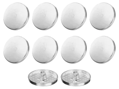 Metallknöpfe, 10 Stück, 25 mm, silber, rund, flach