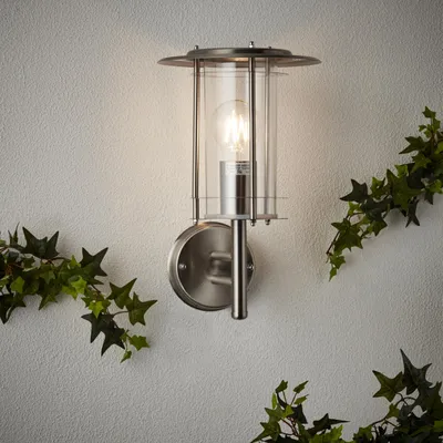 Produktbild von Außen Wandlampe, 32 cm Höhe, Ø 20 cm, E27, max. 40 W, IP44, edelstahl