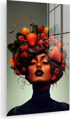 Produktbild von MuchoWow Glasbilder - Bilder auf Wandbild - Foto auf Glas Frau - Schokolade - Himbeeren - Erdbeeren - Kekse 40x60 cm Wanddekoration aus Glas - Acrylglasbild - Acrylbilder - Gemälde - Bild von Glas