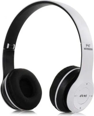 A white and black pair of headphones on a white background.