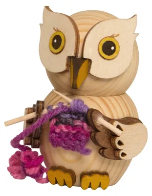 Image de Miniature hibou avec tricot H=7,5cm NOUVEAU