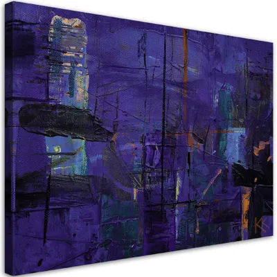 Produktbild von Leinwandbild Lila handgemalte Abstraktion 100x70 Feeby Violett bild für die wand bereit zum aufhängen