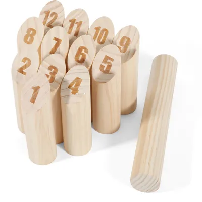 Produktbild von Aopunly Kubb Wurfspiel Wikingerspiel Wiesenspiel Holz Rasenschach Wurfspiel Gartensport (1 Set)
