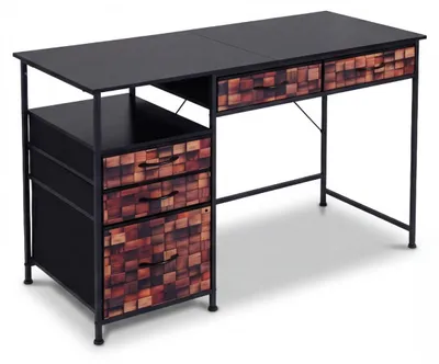 Produktbild von Schreibtisch mit 5 Stoffschubladen und Ablage - Braun, 120 x 50 cm