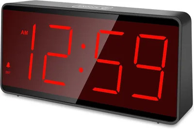 Productafbeelding van Digitale wekker, werkt op batterijen, met grote LED-cijfers, snooze-functie, instelbare volumeregeling en helderheid, automatische dimfunctie, 12/24-uurs weergave