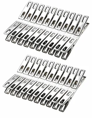 Image de lot de 40 pinces à linge en acier inoxydable [4,5cm x 1cm] | Pinces multi-usages pour linge délicat, serviettes | Pinces universelles pour corde à linge | Pinces à linge | Pinces à fixation pour notes
