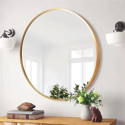 Produktbild von Valerie Runder Wandspiegel Ø90cm - goldener Rahmen