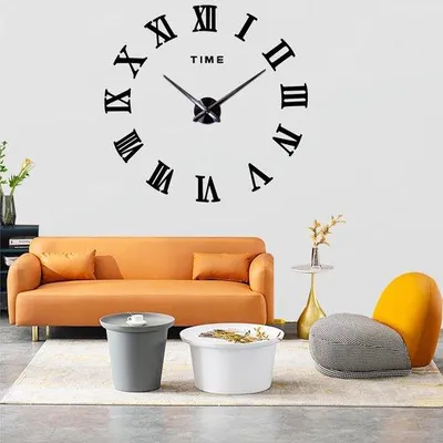 Image de Horloge murale moderne XXL, noire, décorative