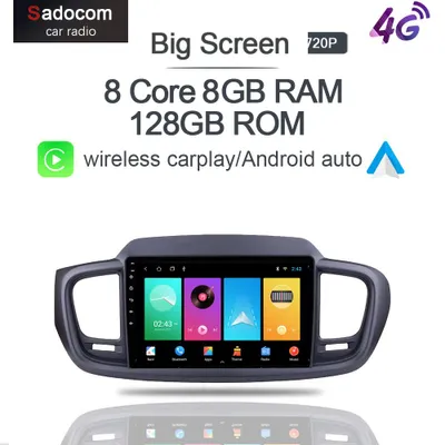 Zdjęcie produktu dla Radio samochodowe Android 12, podwójne DIN, 10 cali - 8 GB RAM i 128 GB pamięci wewnętrznej - z ekranem IPS i funkcją Wi-Fi