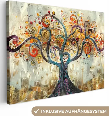 Produktbild von MuchoWow® - Leinwandbilder - Baum - Kunst - Modern - Natur, Wandbild, Wanddeko Bilder Wohnzimmer, 120x90 cm