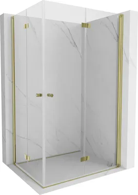 Produktbild von Mexen Mist-F Duo Faltbare Duschkabine 70 x 80 cm, transparent, gebürstetes Gold - 8A6-070L-080P-55-00