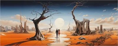 Produktbild von Wallario Poster - Wüstenwanderer, Kunstdruck Größe: 50 x 125 cm