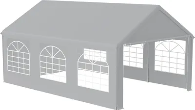Obrázek produktu pro QEENTOE, skládací pavilón 4x6 metrů s okny, vodotěsný, šedý – zahradní a párty stan pro kempování, oslavy a setkání
