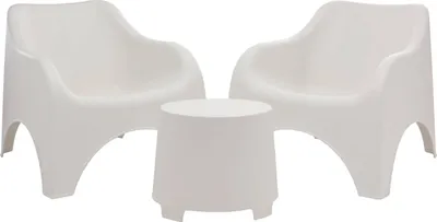 Produktbild von Dmora Garten Lounge Set Cormons Weiß, 2-Sitzer mit Tisch