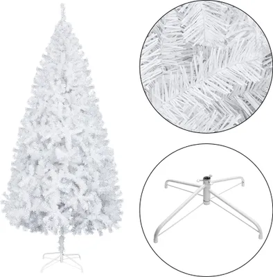Image de 210cm 950 pointes Arbre de Noël artificiel PVC Sapin blanc Décoration
