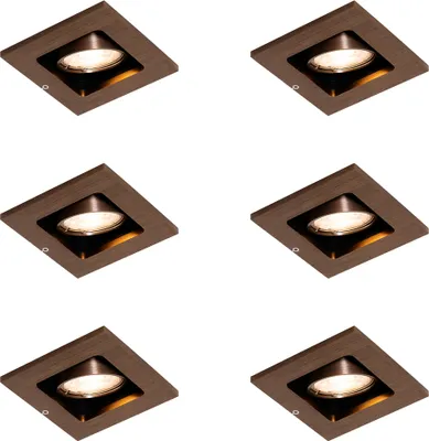 Zdjęcie produktu dla QAZQA – zestaw 6 nowoczesnych reflektorów wpuszczanych w kolorze ciemnego brązu, regulowanych – salon I sypialnia – aluminium – przystosowane do żarówek LED GU10