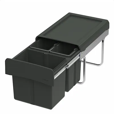 Produktbild von WESCO Abfallsorter CLAP 345 S/450-3 in Anthrazit mit 30 Liter (1x 15 u. 2x 7,5) Abfallvolumen - ab 45 cm Schrankbreite