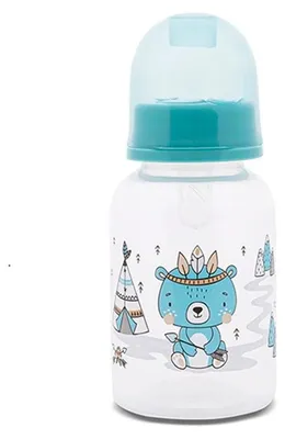 Image de Baby Care Biberon Simple 125 ml Animaux Couvercle de protection Tétine Taille 0+ dès la naissance bleu clair