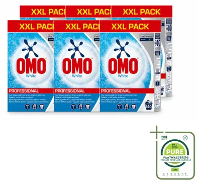 Produktbild von 6 x Omo Professional Pro Formula Vollwaschmittel für weiße Wäsche - 7 kg - Großpackung - 6 Stücke