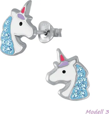 Produktbild von Kinderohrstecker: Mädchen Ohrringe Silber „Einhorn“ Modell 3