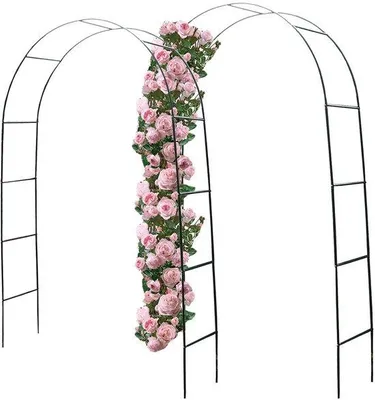 Produktbild von Unyqoos® 2er-Set wetterfeste Metall-Rosenbögen mit Torfunktion für Kletterpflanzen, 240 cm H x 140 cm B, pulverbeschichtet
