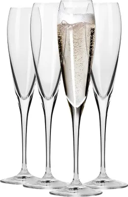 Produktbild von Famanu Champagnerflöten 4 x 170 ml - Kristallglas, spülmaschinenfest, elegant