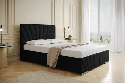 Produktbild von Polsterbett RAY - Komfortbett mit Stauraum, Doppelbett, Schwarz, 140x200cm, Bonellfederkernmatratze, H3