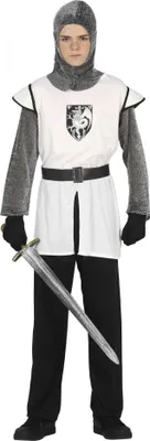 Produktbild von Fiestas Guirca - Mittelalterlicher Ritter-Kostüm für Jungen Set FG935 (164-176) (Weiß/Grau)