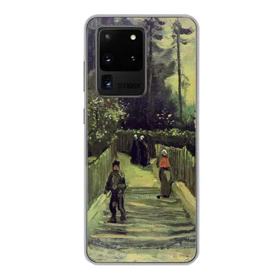 Produktbild von MuchoWow® Handyhülle Schutzhülle Hülle für Samsung Galaxy S20 Ultra Schräger Weg in Montmartre - Vincent van Gogh Silikon Softcase Handy Hülle - Karteninhaber