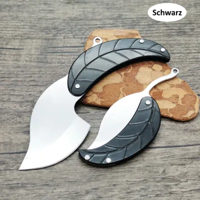 Produktbild von Blattform Taschenmesser Groß in Schwarz, Schlüsselanhänger Mini Klappmesser, Friction Folder Knife