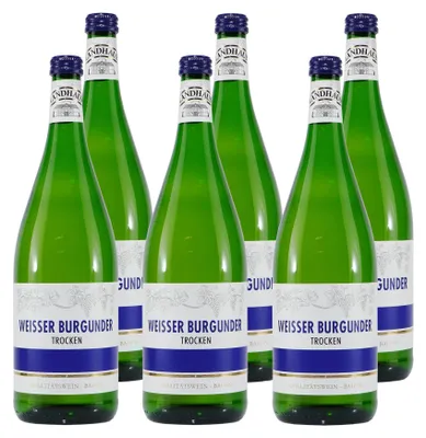 Produktbild von Landhaus Weisser Burgunder -trocken- (6 x 1,0L)