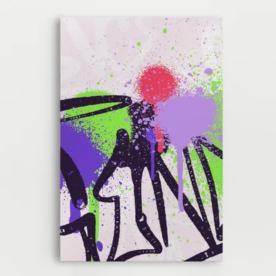 Produktbild von ARTHUB® Leinwandbild 30x40 cm, Green Purple Graffiti | Wohnzimmerdekoration, Hängende Bilder, Wanddekoration, Heimdekoration, Moderne, Graffiti