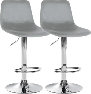 Produktbild von 2er Set Barhocker HLO-CP252 Samt Chrom  grau