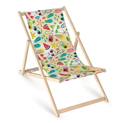 Produktbild von Holz Liegestuhl klappbar „Summer Beach“ – Gartenstuhl Relaxstuhl Sonnenliege Balkon Terrasse