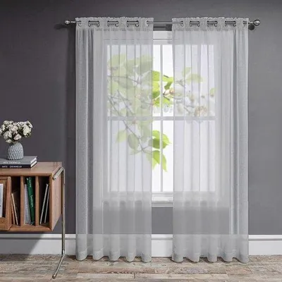 Image de Lot de rideaux en verre transparent - Pour la chambre à coucher et le salon - Lot de 2 - 245 x 140 cm